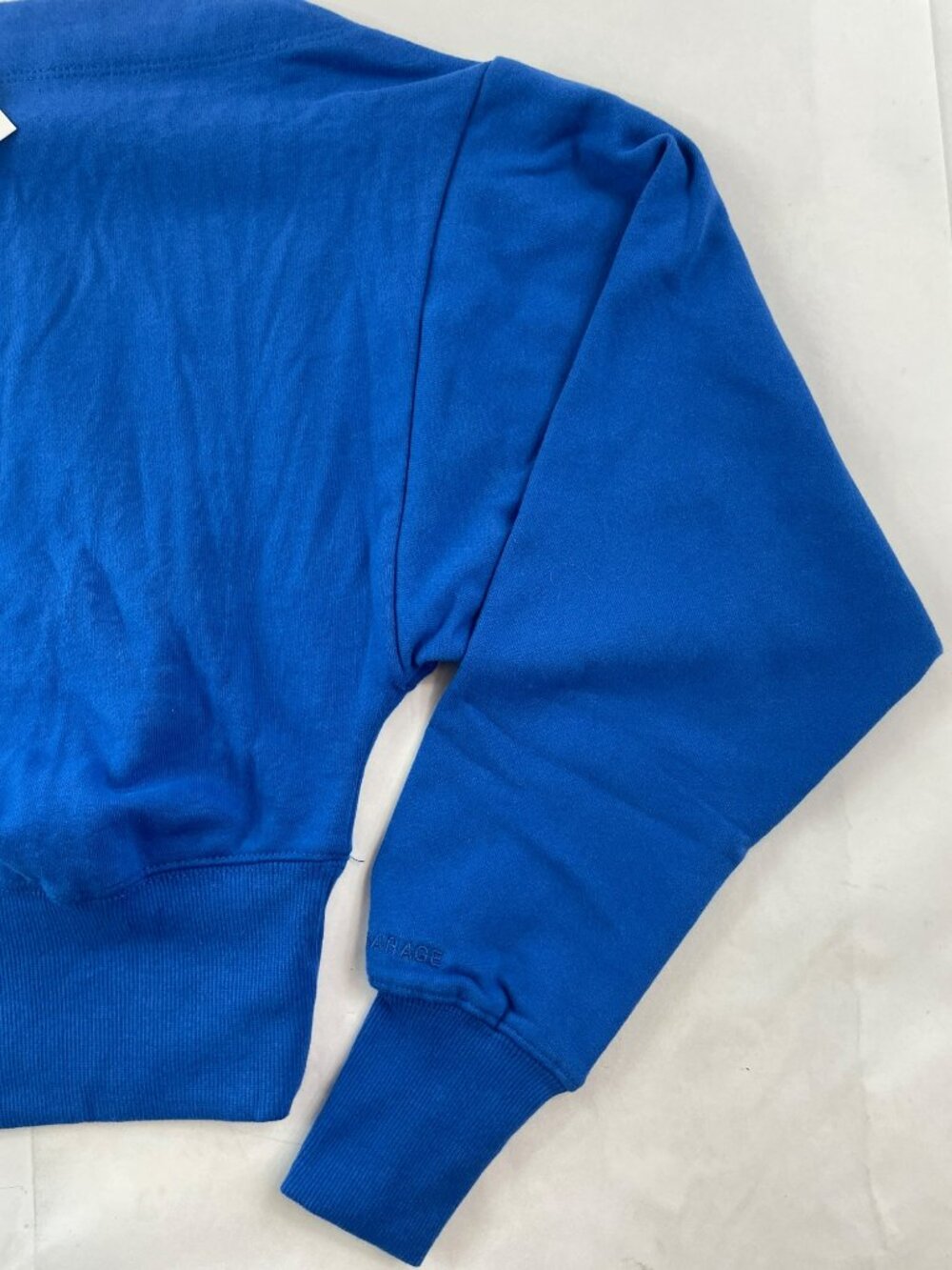 Garage Soft Terry Rib Off Shoulder Sweatshirt Electric Blue Wmn's Size S $60 NWT - Picture 3 of 7